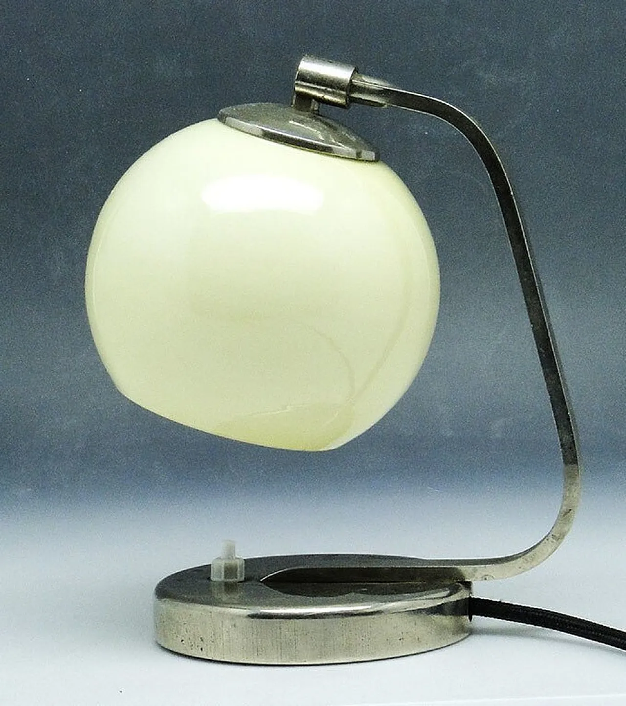 Mid-Century Glass and Metal Bedside Lamp, 1950s 3