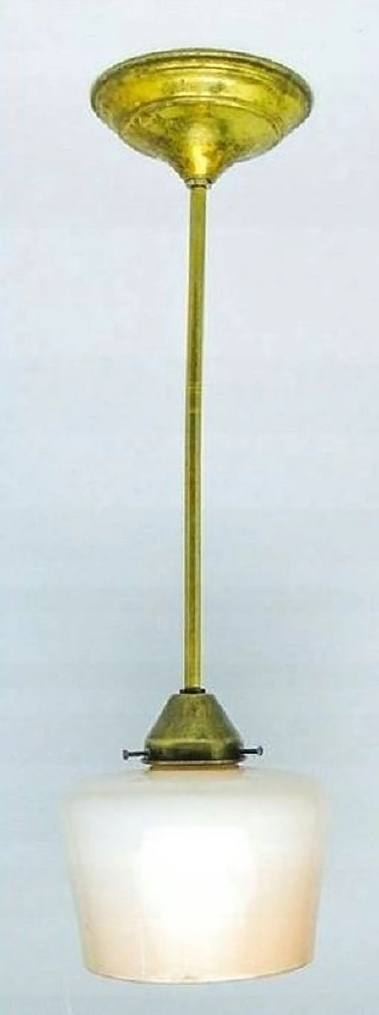 Mid-Century Pendant Lamp in Brass and Glass, 1950s 1