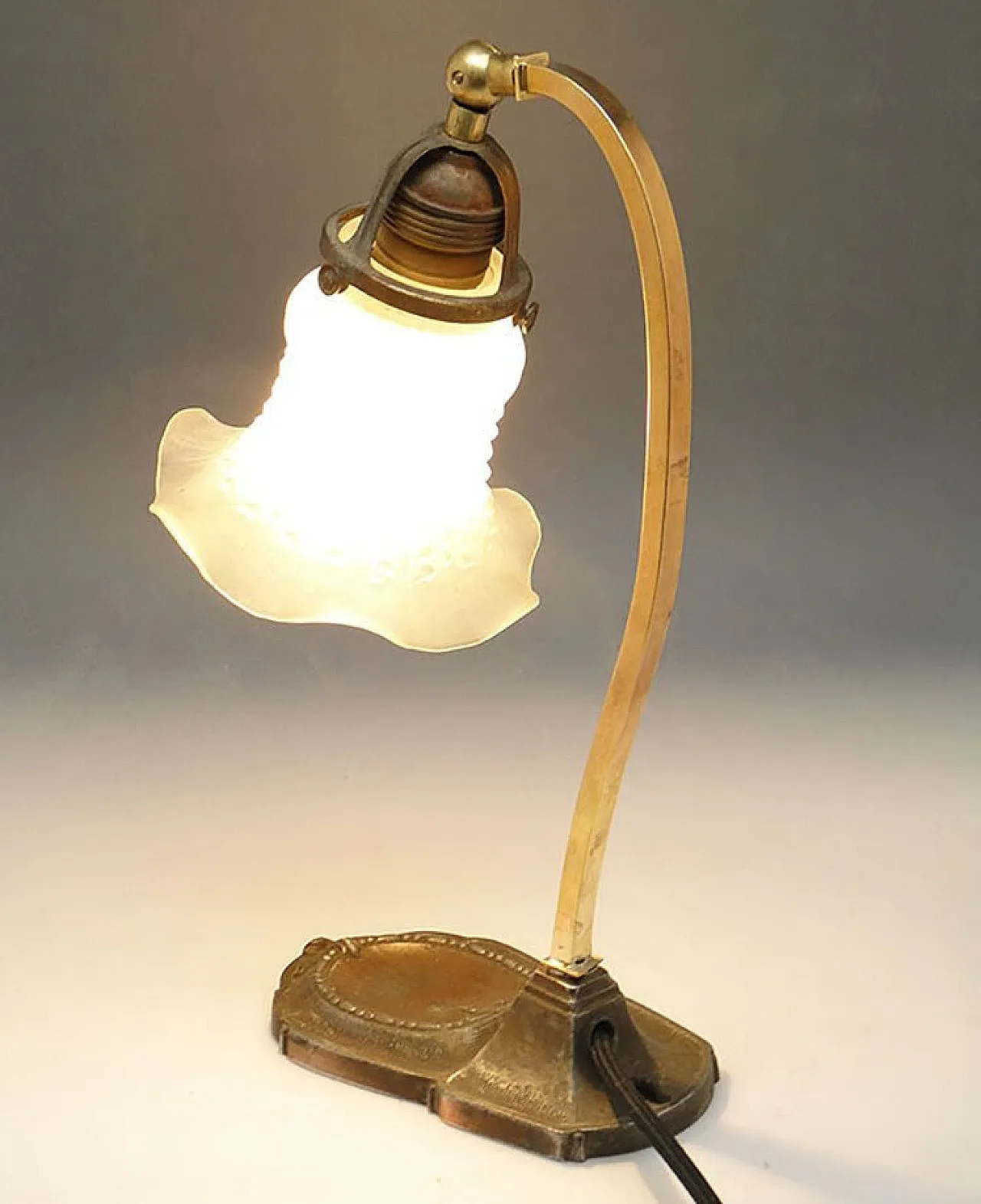 20th Century Glass and Metal Table Lamp, Austria-Hungary, 1890s 2