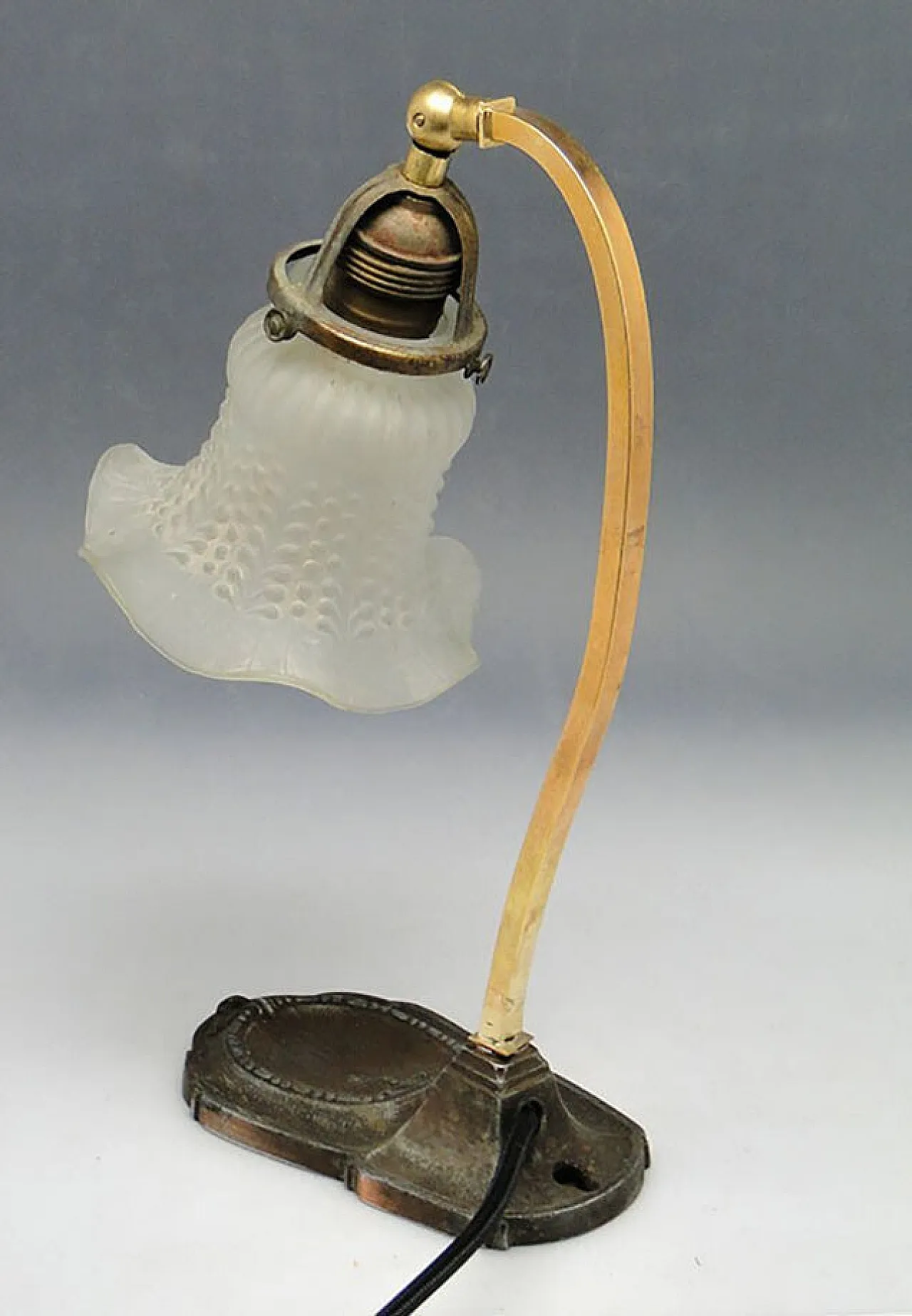 20th Century Glass and Metal Table Lamp, Austria-Hungary, 1890s 3