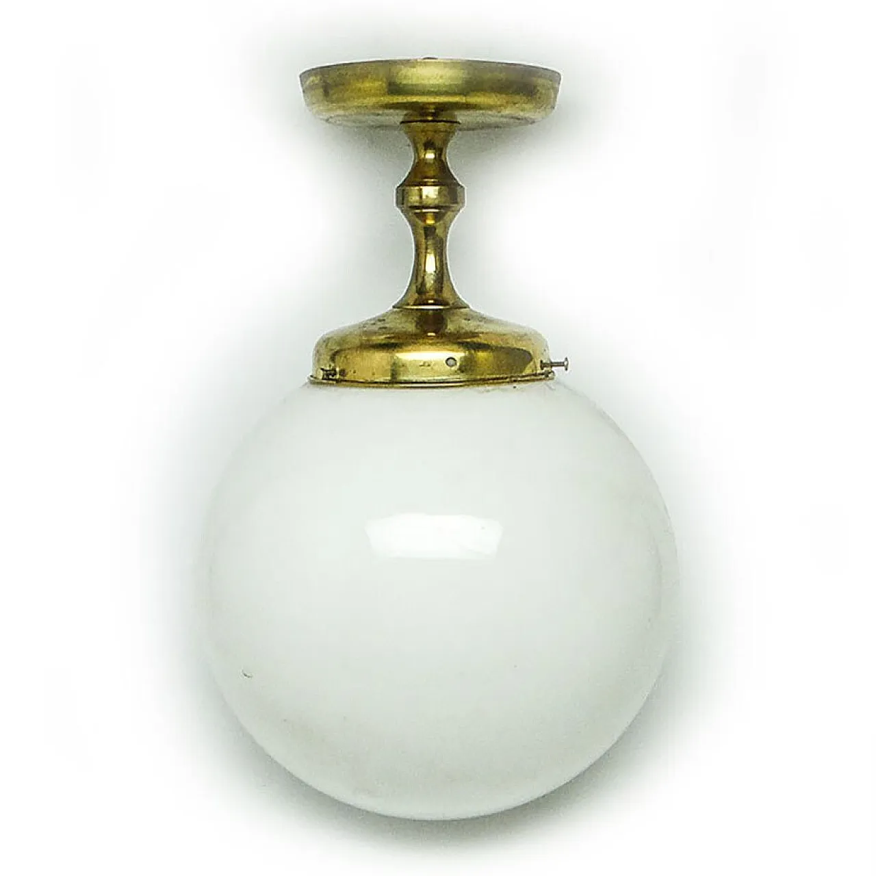 Brass and Glass Pendant Lamp, Poland, 1950s 1