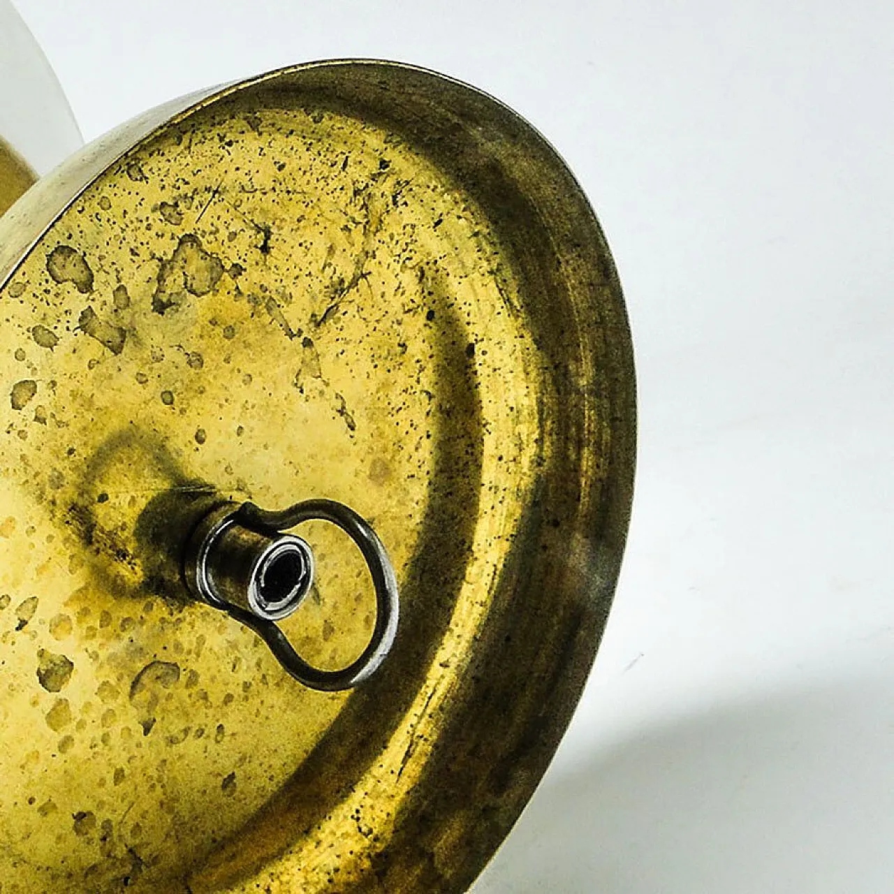 Brass and Glass Pendant Lamp, Poland, 1950s 3