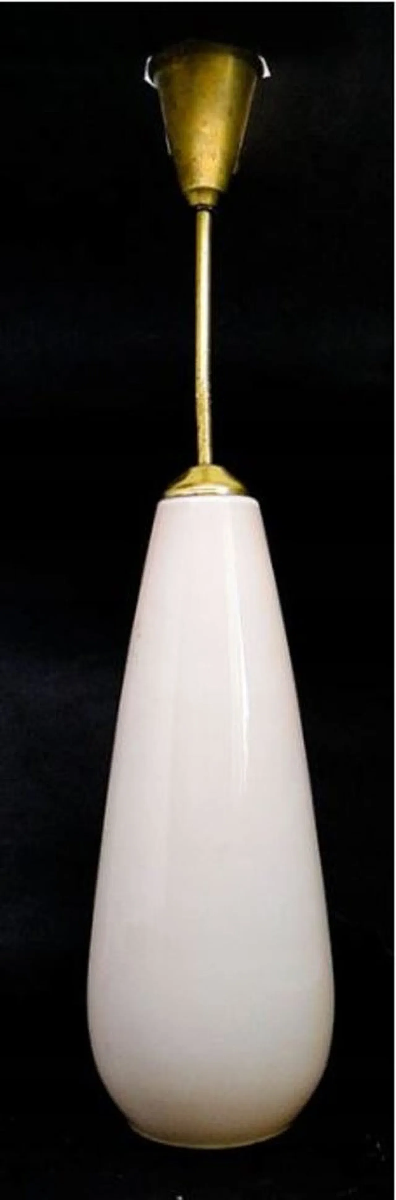 Glass and Brass Pendant Lamp, Poland, 1960s 1