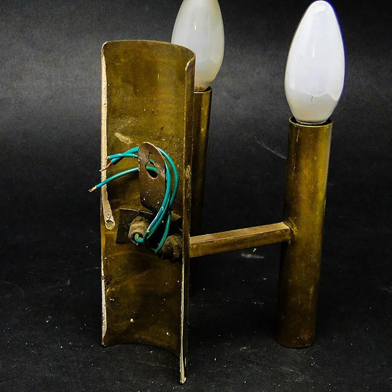 Metal Two-Armed Wall Lamp, 1970s 3