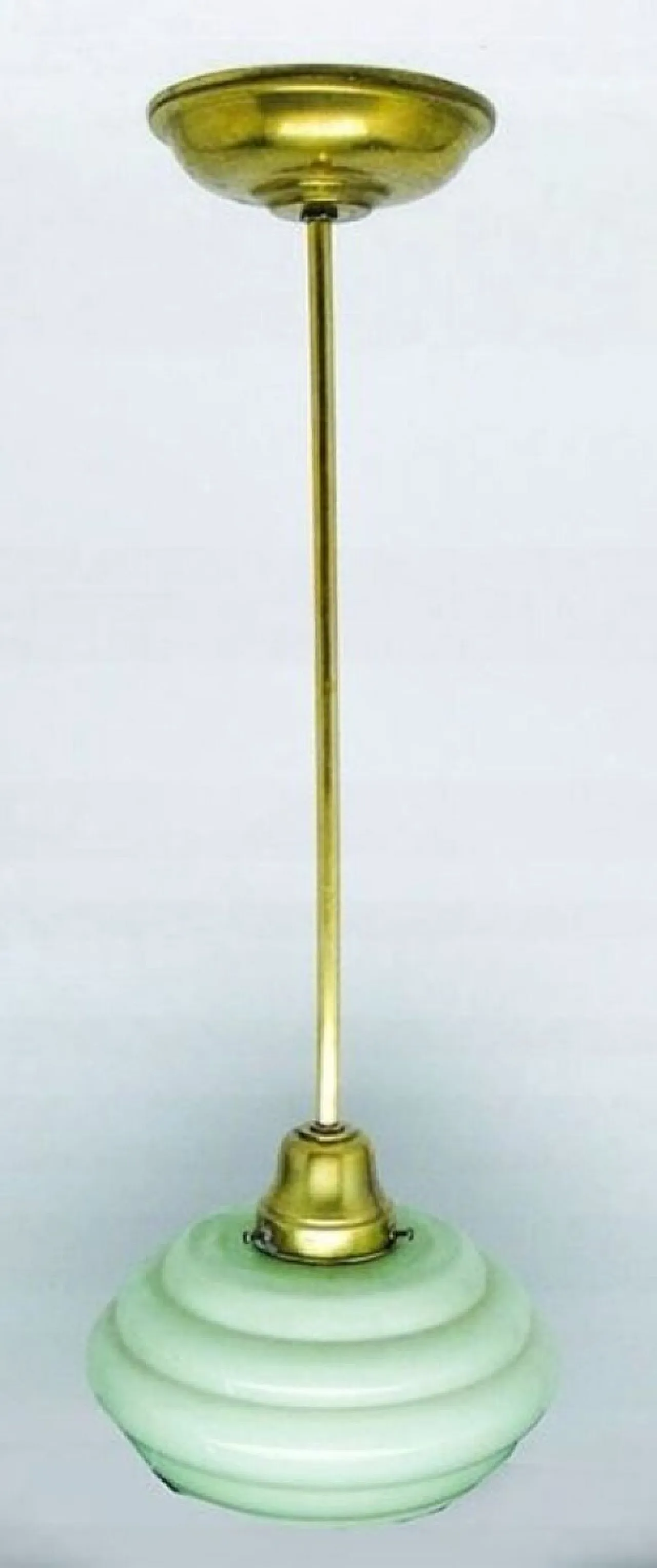 Mid-Century Glass and Brass Pendant Lamp, 1950s 1