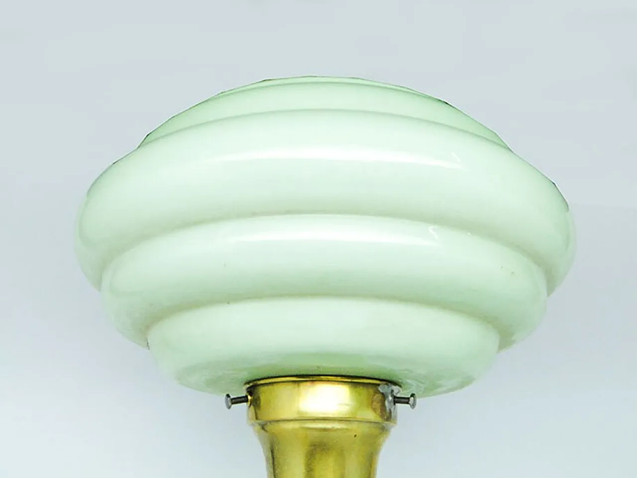 Mid-Century Glass and Brass Pendant Lamp, 1950s 4