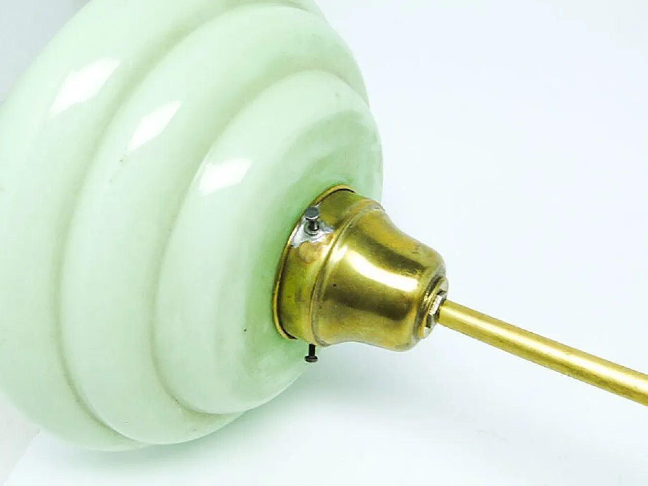 Mid-Century Glass and Brass Pendant Lamp, 1950s 5