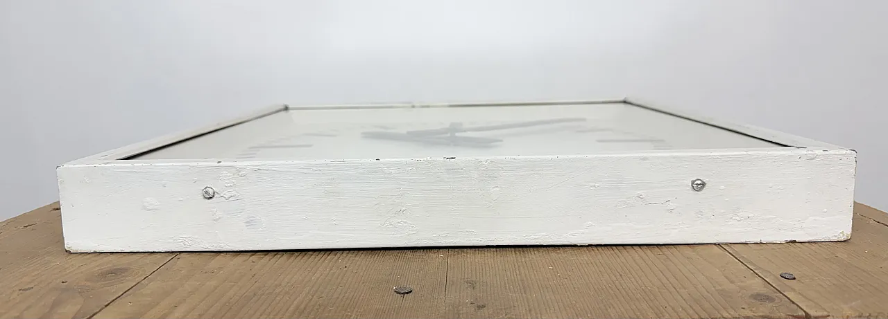 Large White Square Industrial Wall Clock from CTW, 1960s 9