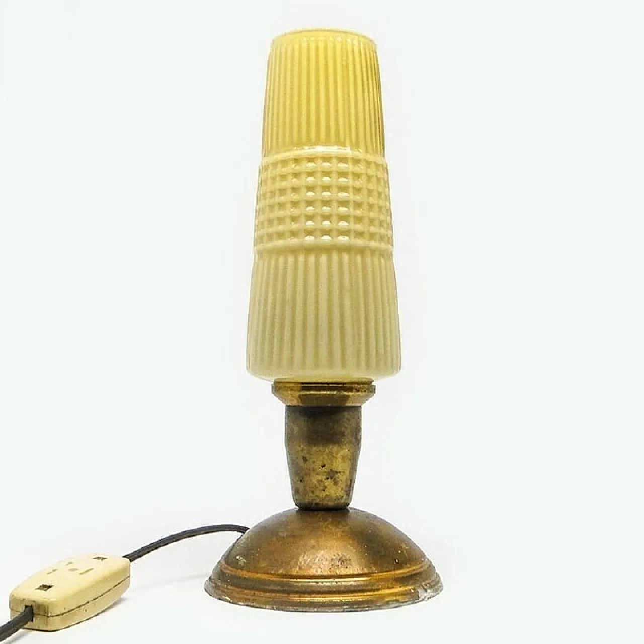 Postmodern Bedside Lamp in Brass and Glass, Poland, 1970s 1