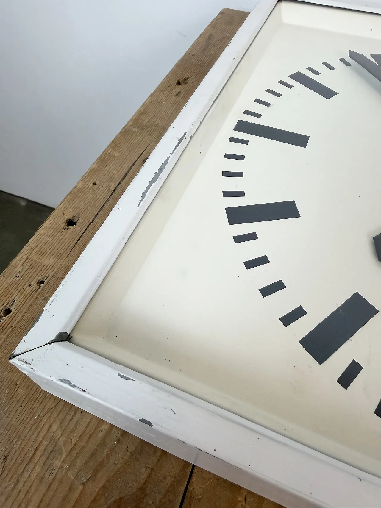 Large White Square Industrial Wall Clock from CTW, 1960s 15