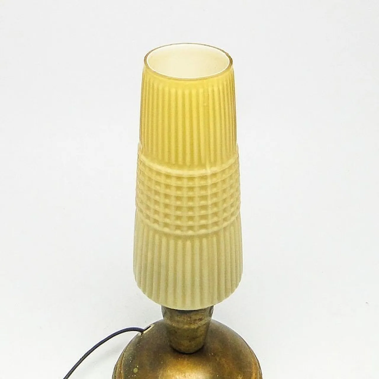 Postmodern Bedside Lamp in Brass and Glass, Poland, 1970s 2