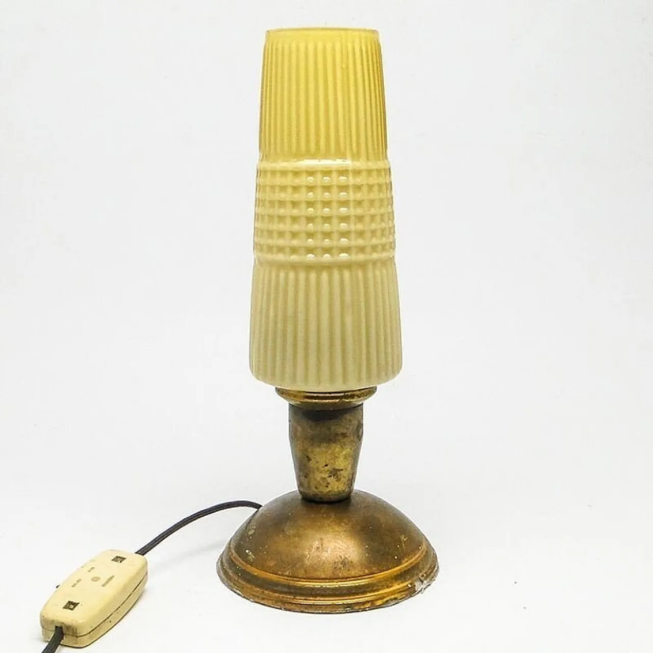 Postmodern Bedside Lamp in Brass and Glass, Poland, 1970s 3