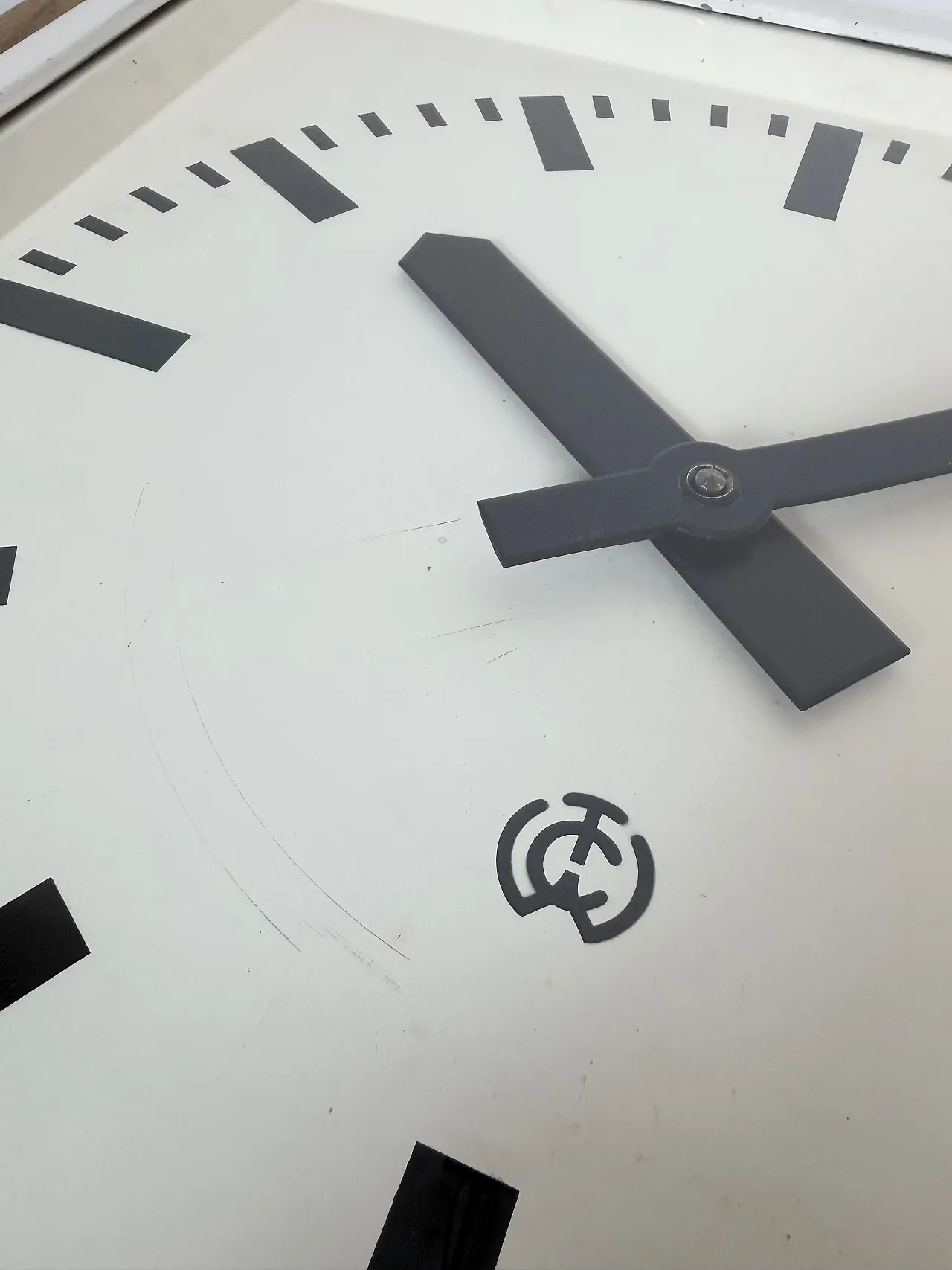 Large White Square Industrial Wall Clock from CTW, 1960s 16