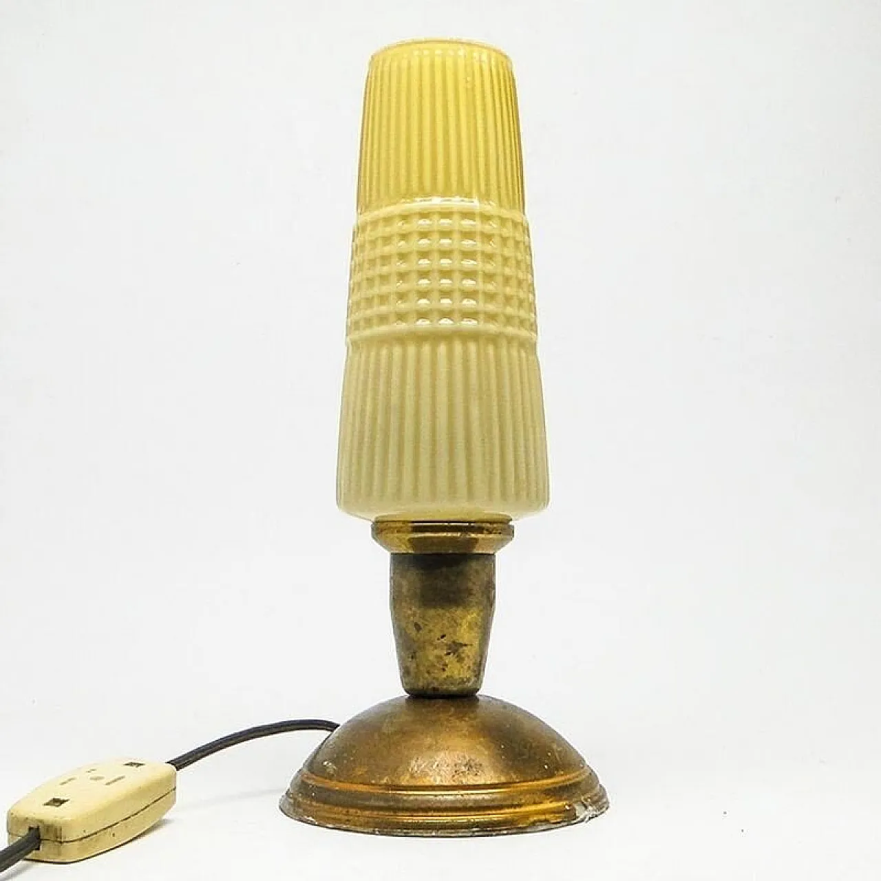 Postmodern Bedside Lamp in Brass and Glass, Poland, 1970s 7