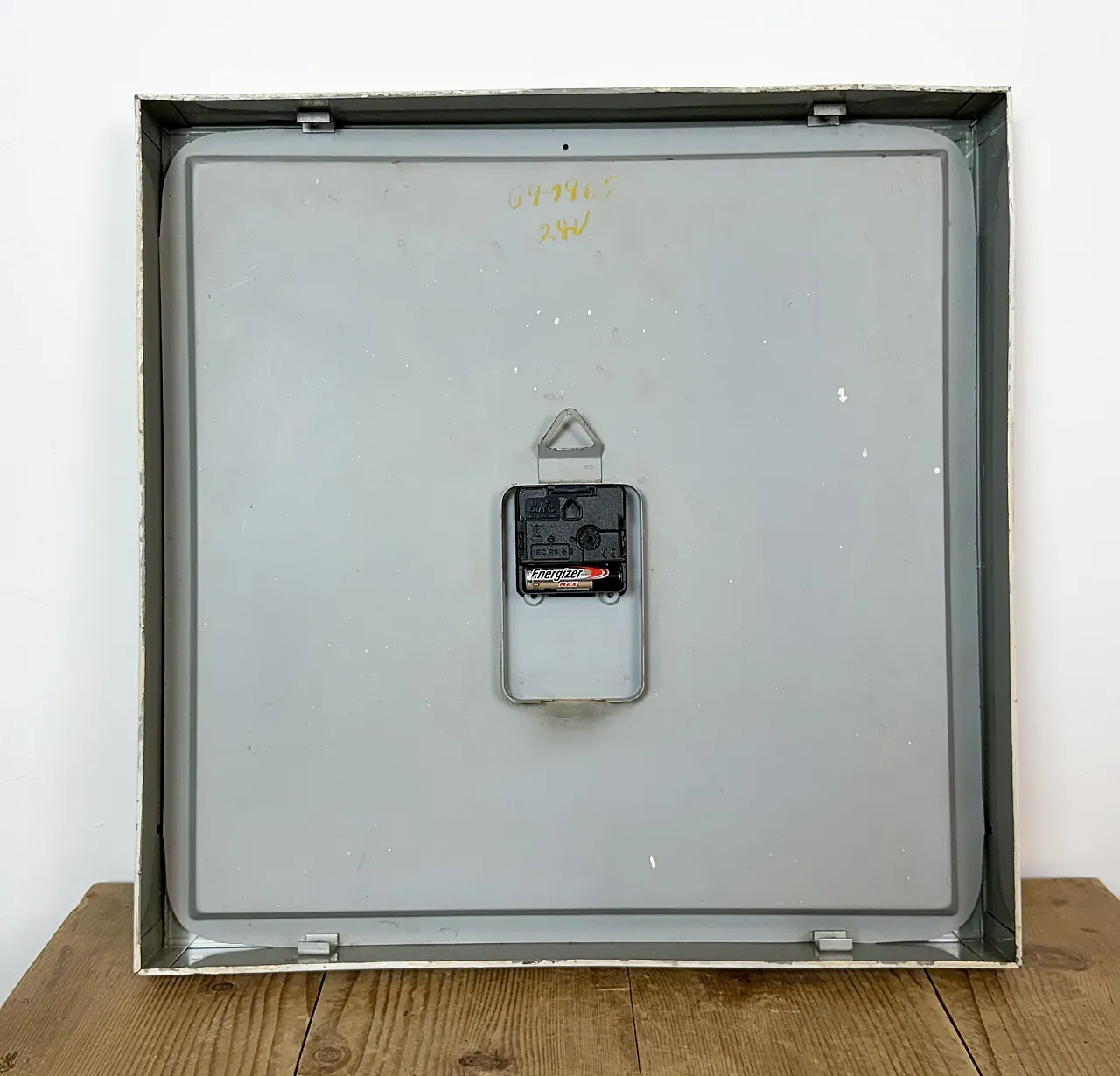 Large White Square Industrial Wall Clock from CTW, 1960s 18