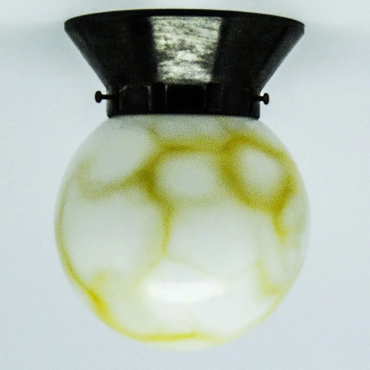 Art Deco Ceiling Lamp with Glass Shade from Polam, Poland, 1950s 2