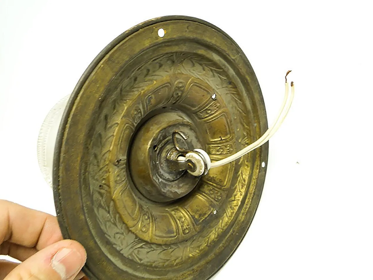 Early 20th Century Art Nouveau Brass and Glass Ceiling Lamp, Austria 5