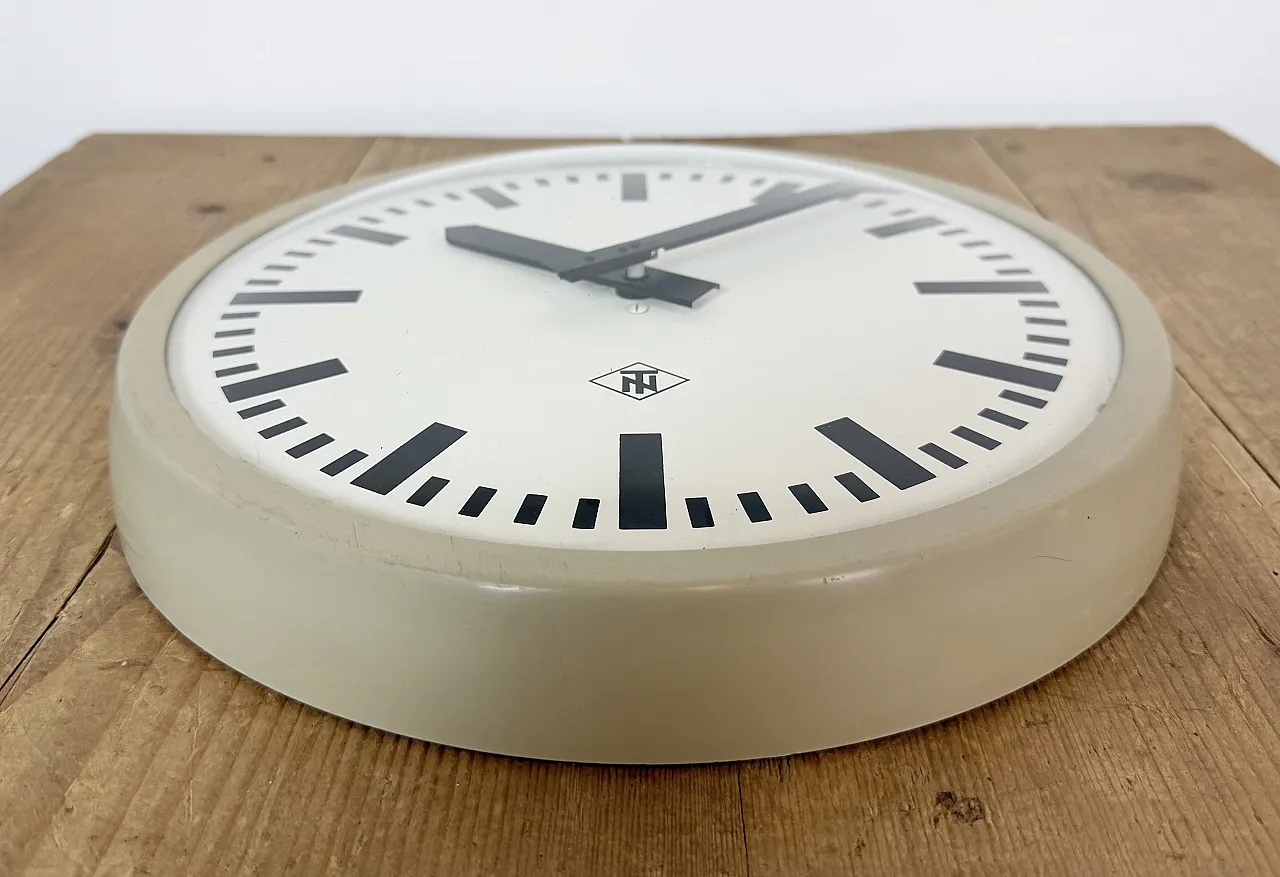 Industrial Grey Bakelite Wall Clock from TN, 1960s 7