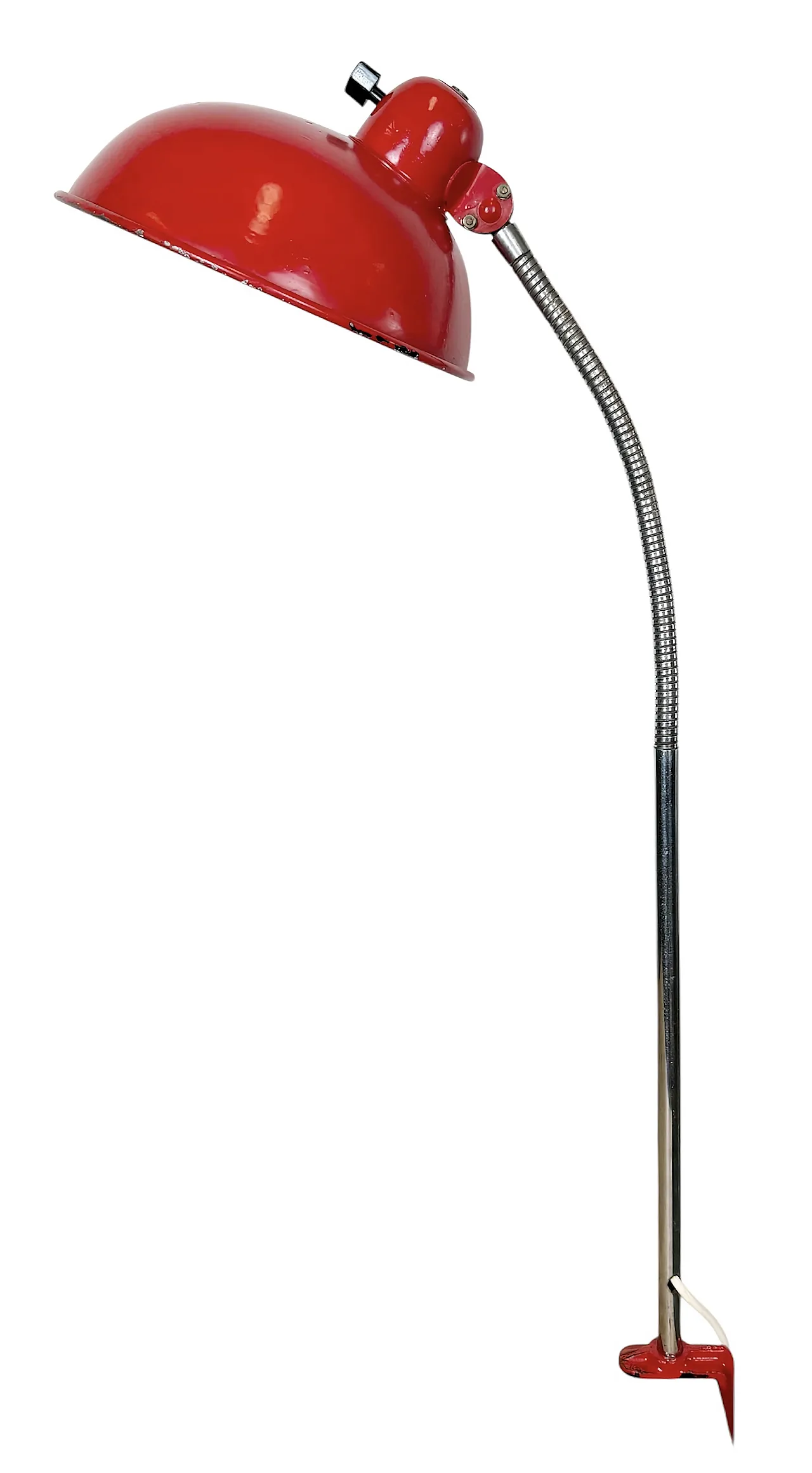 Red Industrial Workshop Table Lamp from Helo Leuchten, 1950s 1