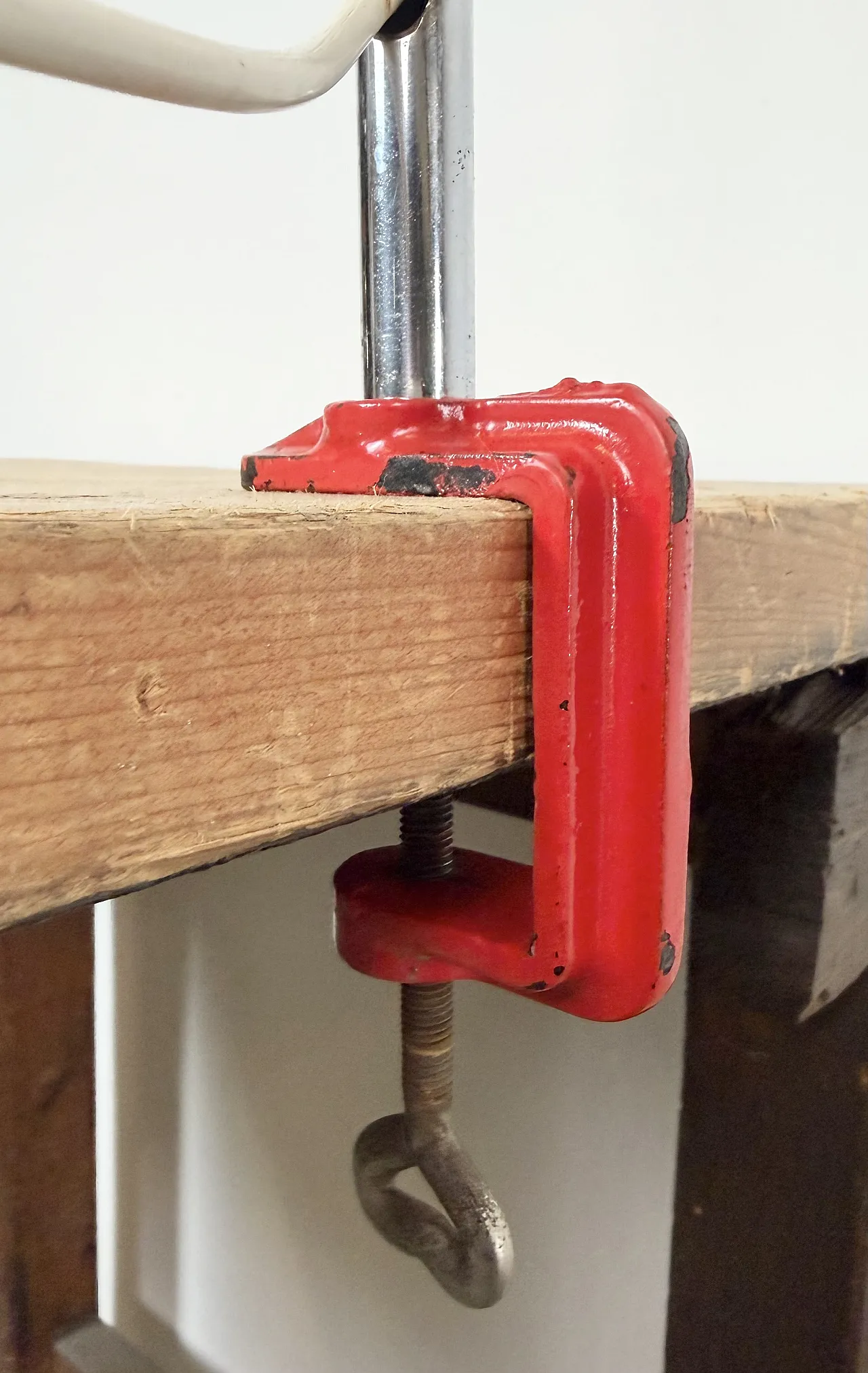 Red Industrial Workshop Table Lamp from Helo Leuchten, 1950s 4