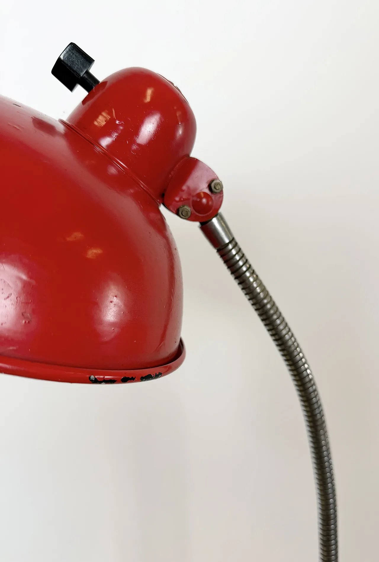 Red Industrial Workshop Table Lamp from Helo Leuchten, 1950s 7