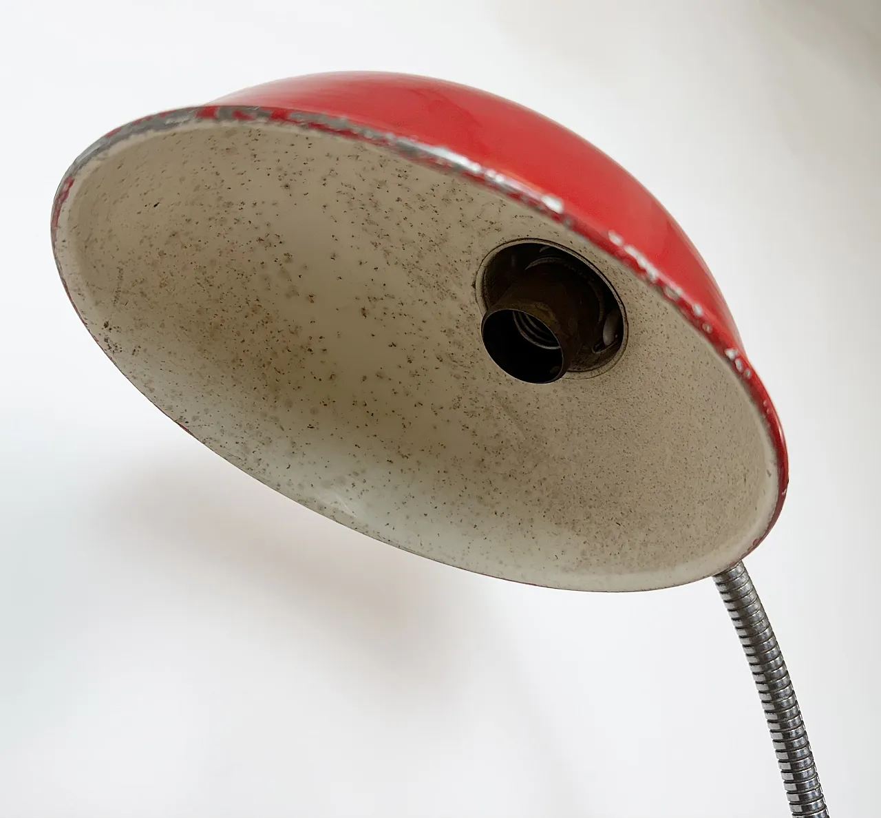 Red Industrial Workshop Table Lamp from Helo Leuchten, 1950s 8