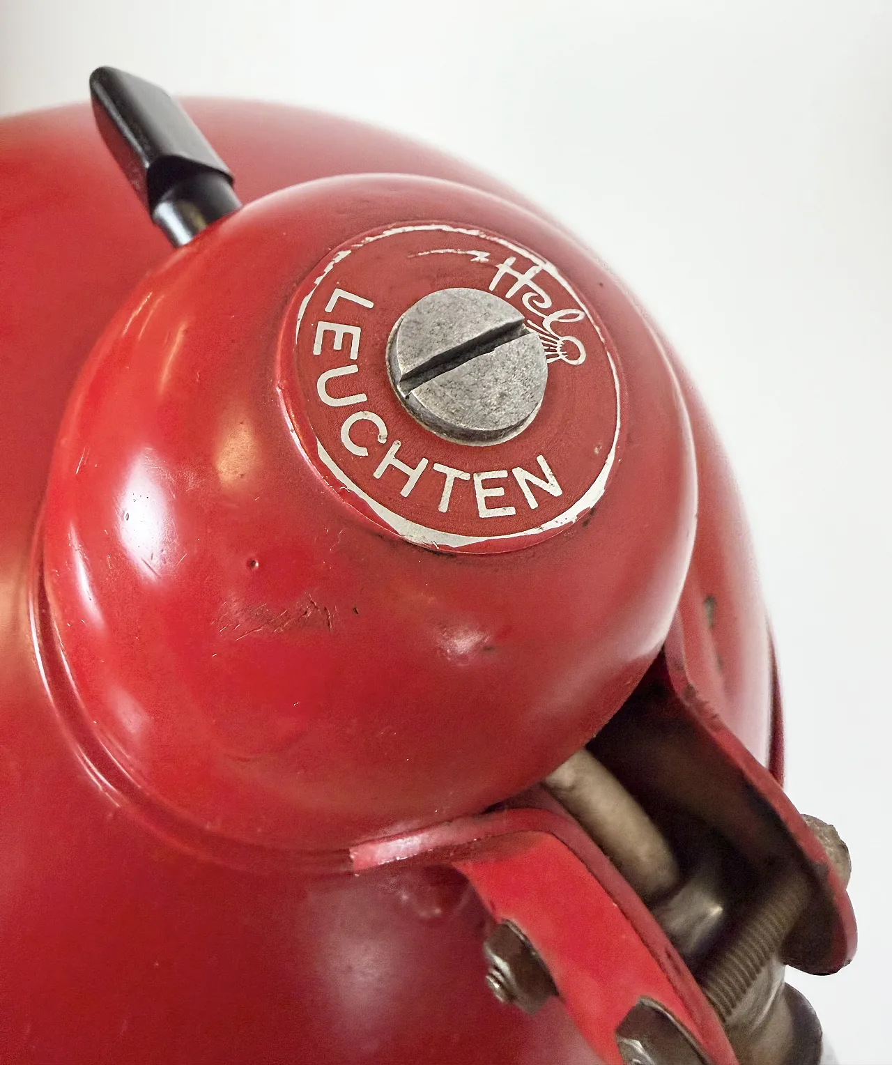 Red Industrial Workshop Table Lamp from Helo Leuchten, 1950s 9