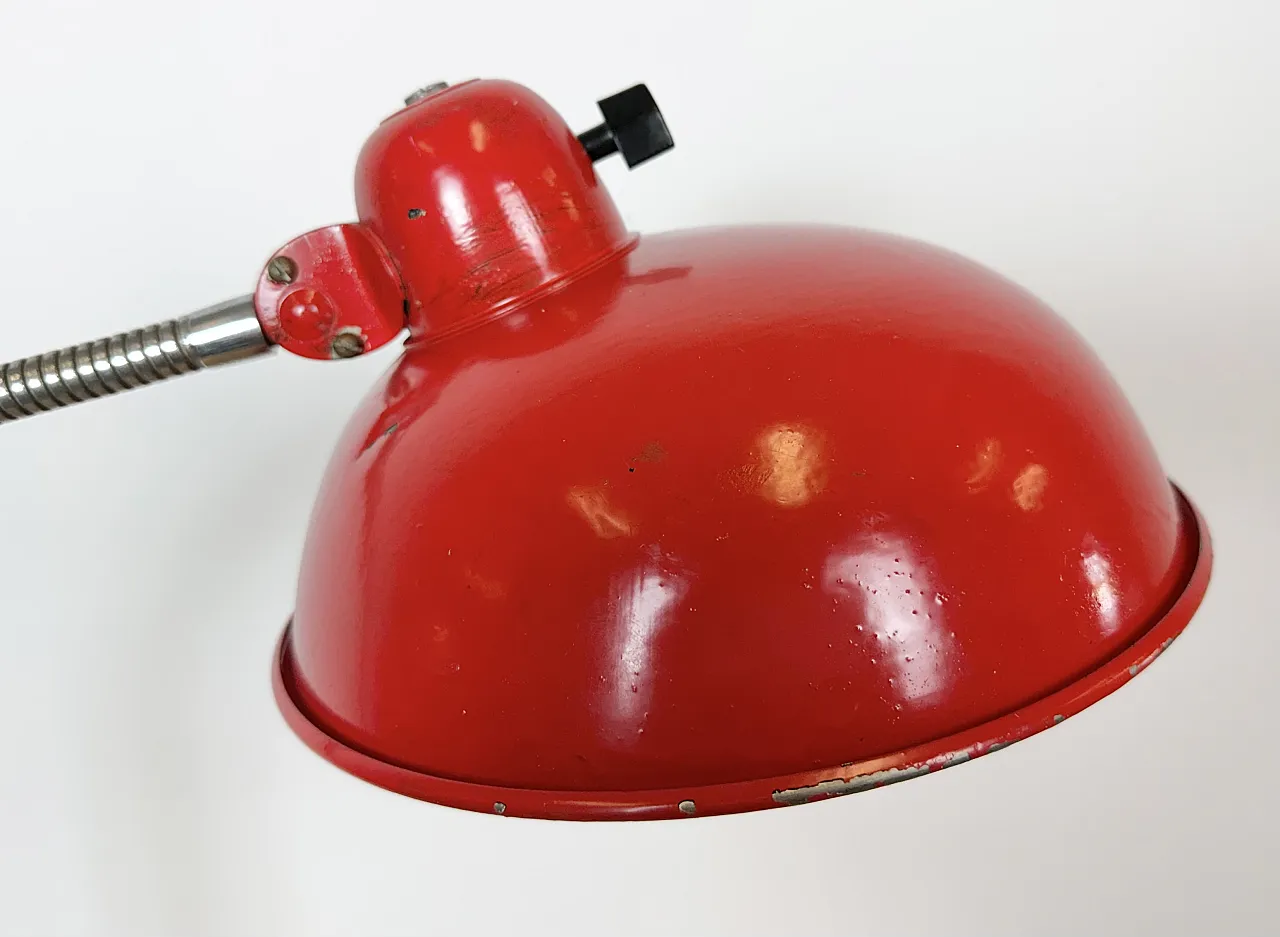 Red Industrial Workshop Table Lamp from Helo Leuchten, 1950s 13