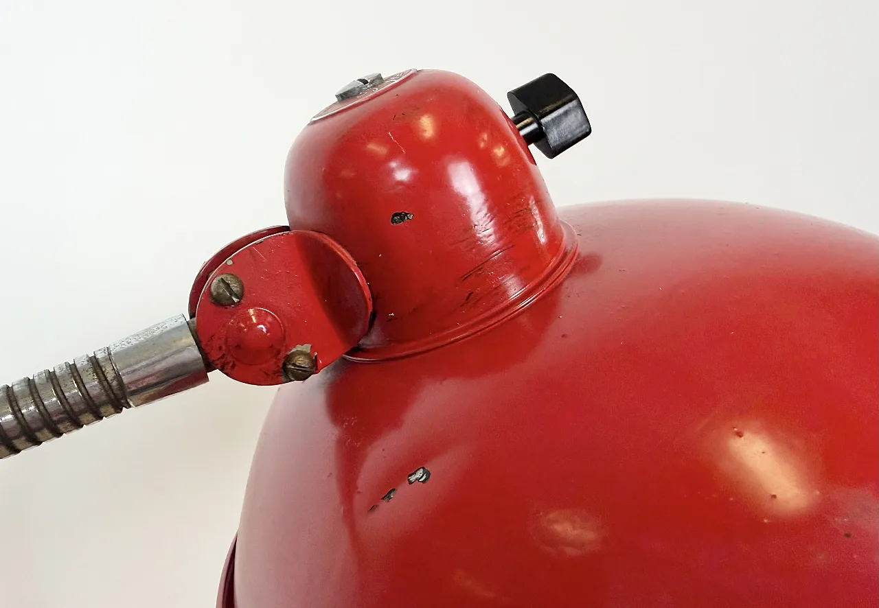Red Industrial Workshop Table Lamp from Helo Leuchten, 1950s 14