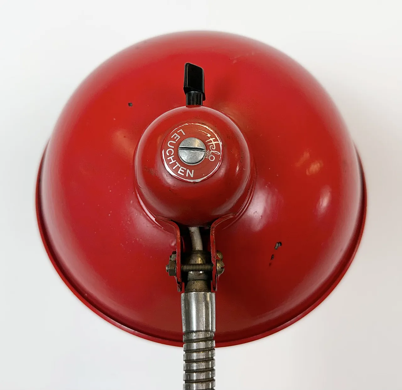 Red Industrial Workshop Table Lamp from Helo Leuchten, 1950s 17
