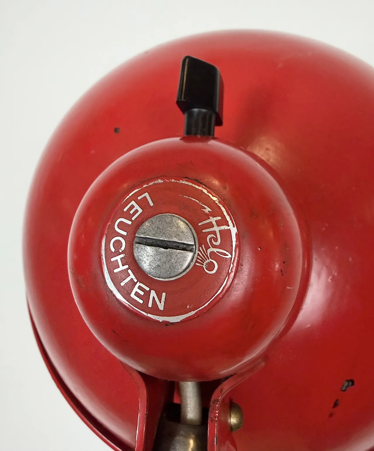 Red Industrial Workshop Table Lamp from Helo Leuchten, 1950s 18
