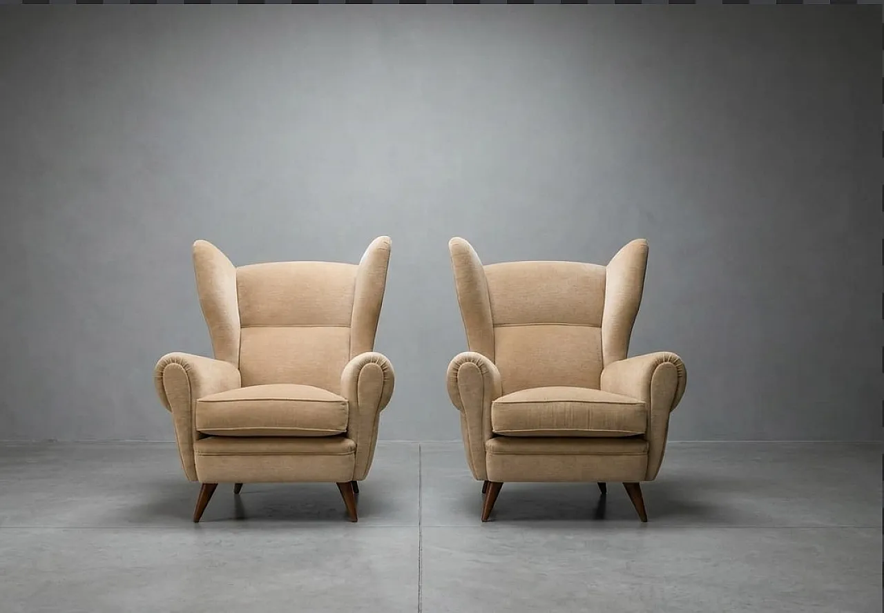 Pair of bergère armchairs, 50s 1