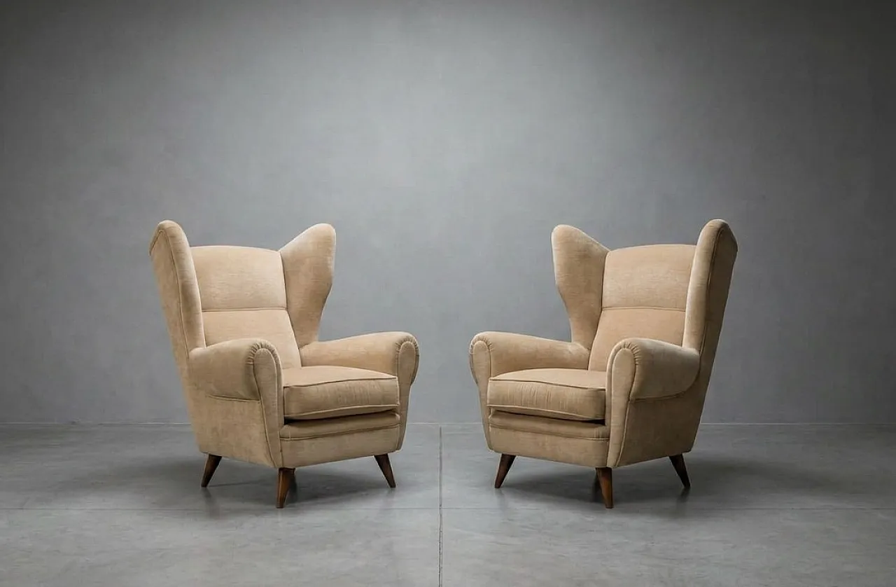 Pair of bergère armchairs, 50s 2