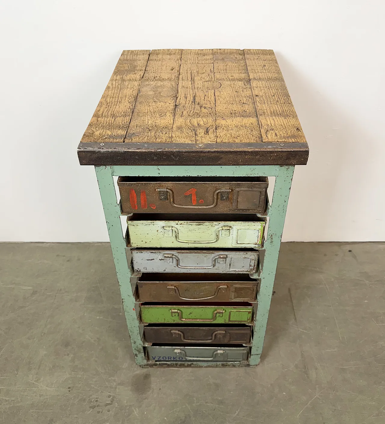 Vintage Green Industrial Iron Chest of Drawers, 1950s 4