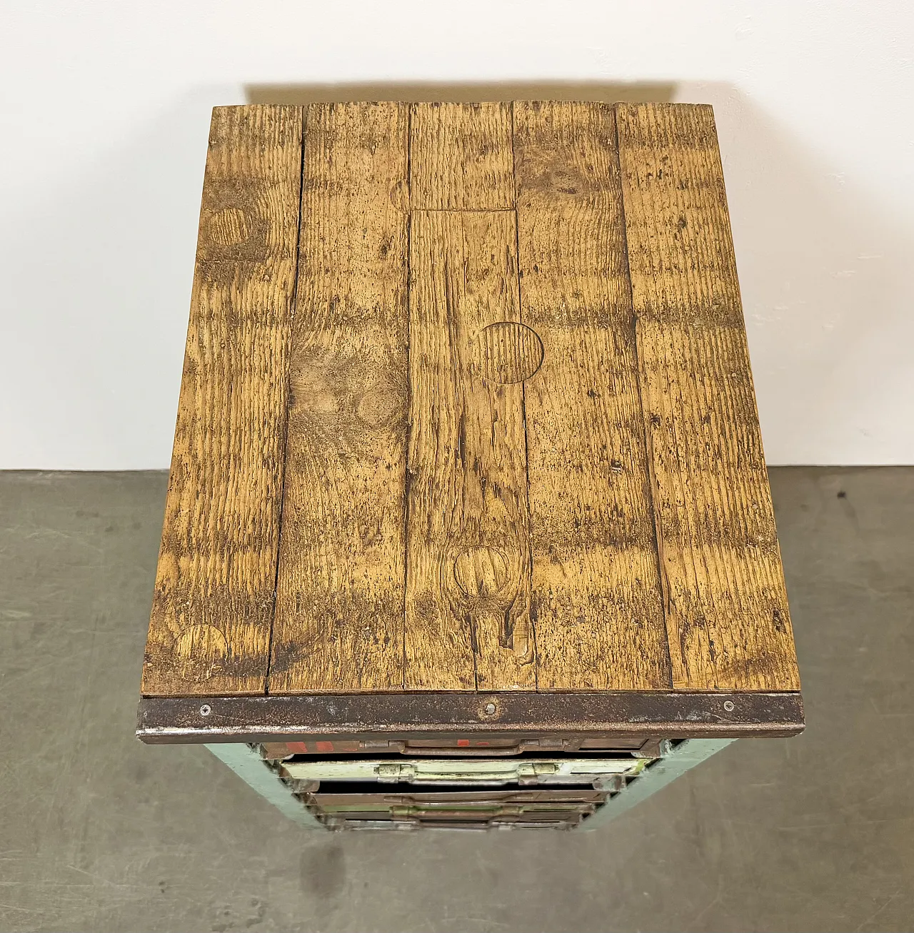 Vintage Green Industrial Iron Chest of Drawers, 1950s 7