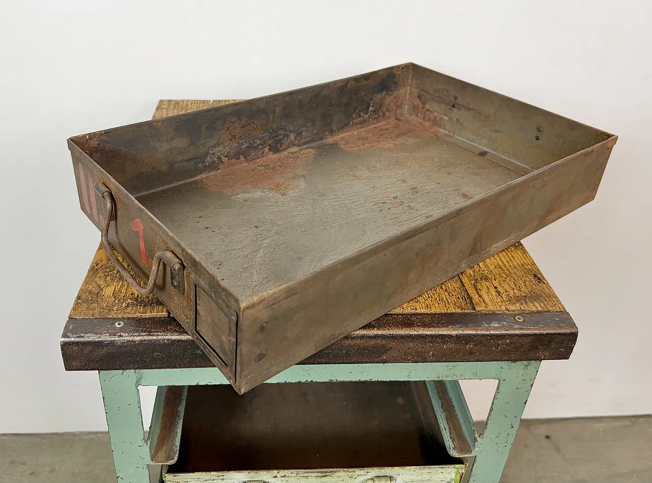Vintage Green Industrial Iron Chest of Drawers, 1950s 12