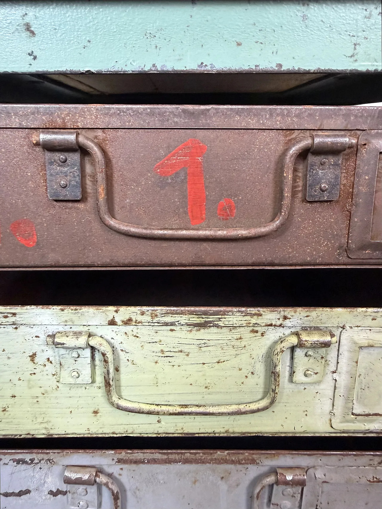 Vintage Green Industrial Iron Chest of Drawers, 1950s 13