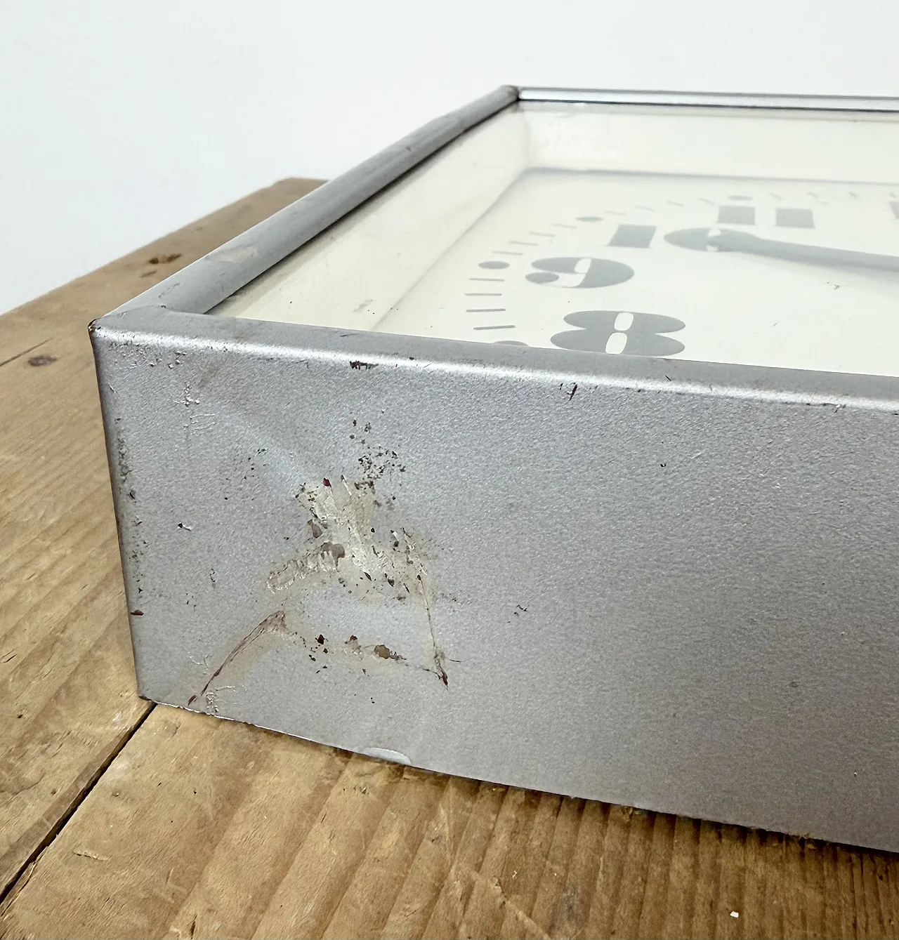 Grey Industrial Square Wall Clock from Rodopa Chepelare, 1960s 12