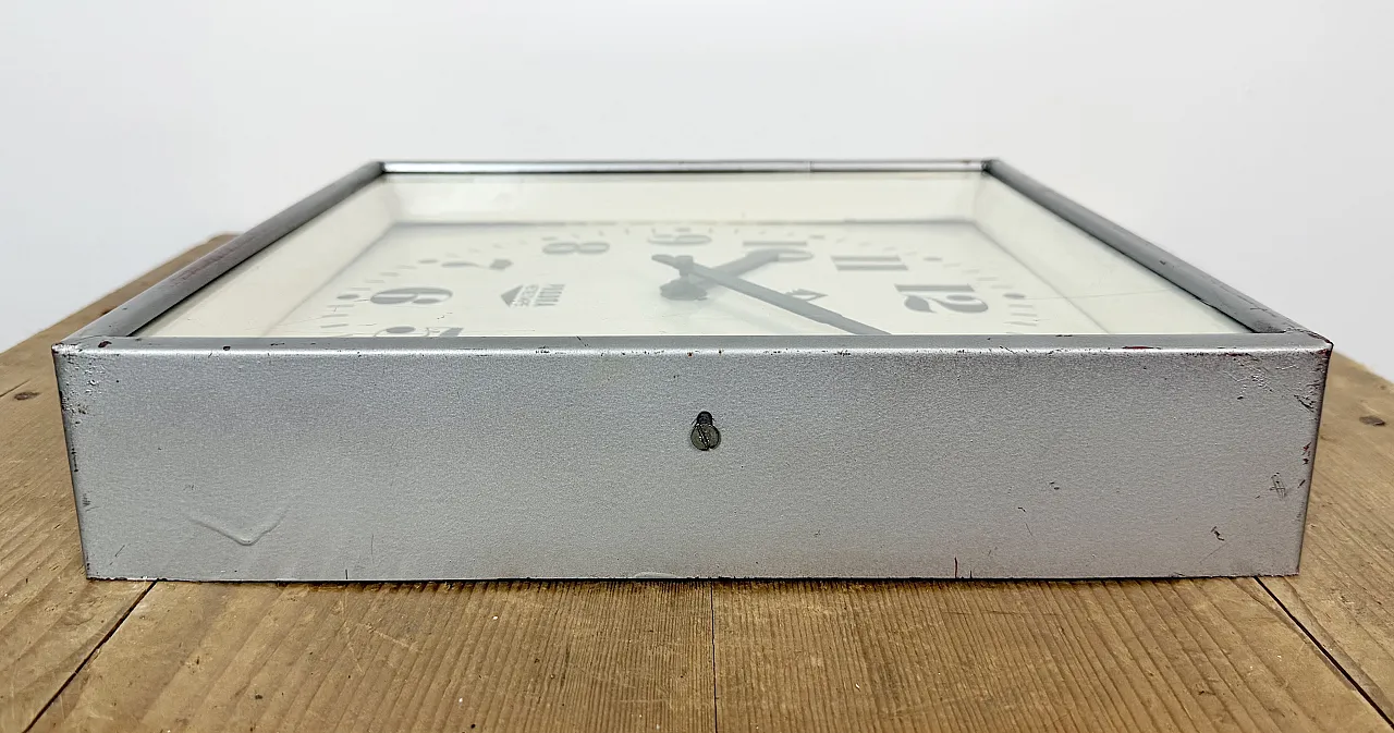 Grey Industrial Square Wall Clock from Rodopa Chepelare, 1960s 13