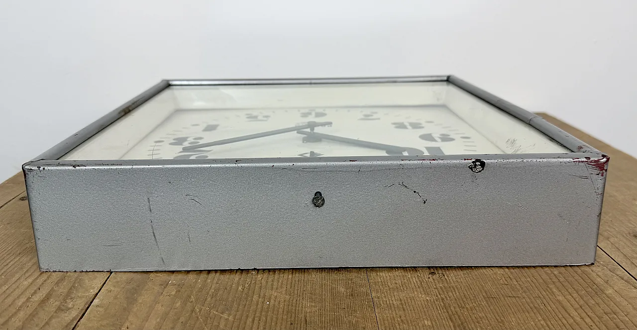 Grey Industrial Square Wall Clock from Rodopa Chepelare, 1960s 14