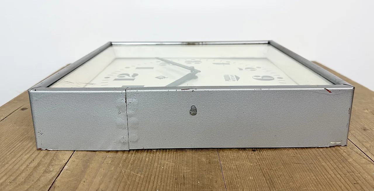 Grey Industrial Square Wall Clock from Rodopa Chepelare, 1960s 15