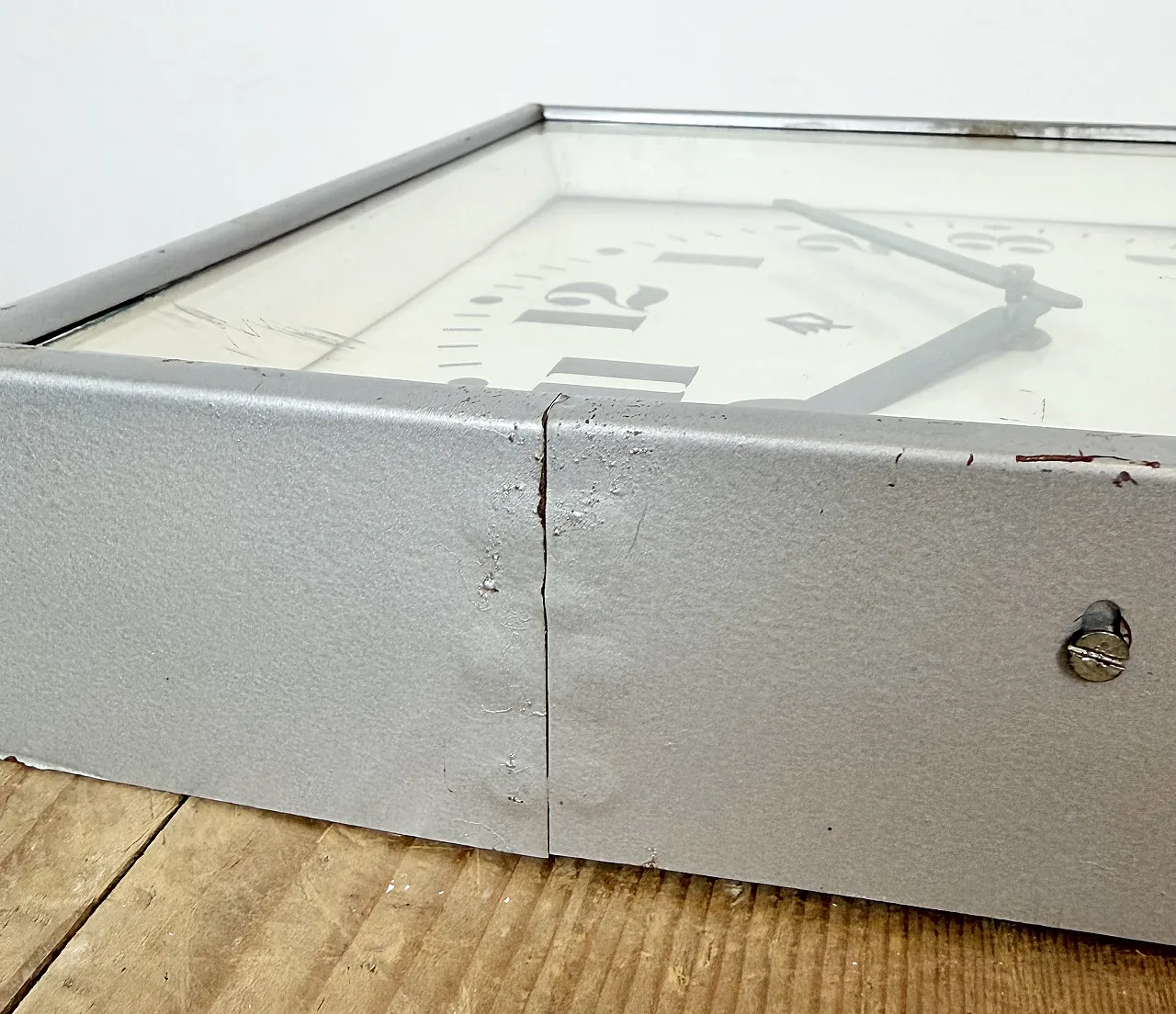 Grey Industrial Square Wall Clock from Rodopa Chepelare, 1960s 16