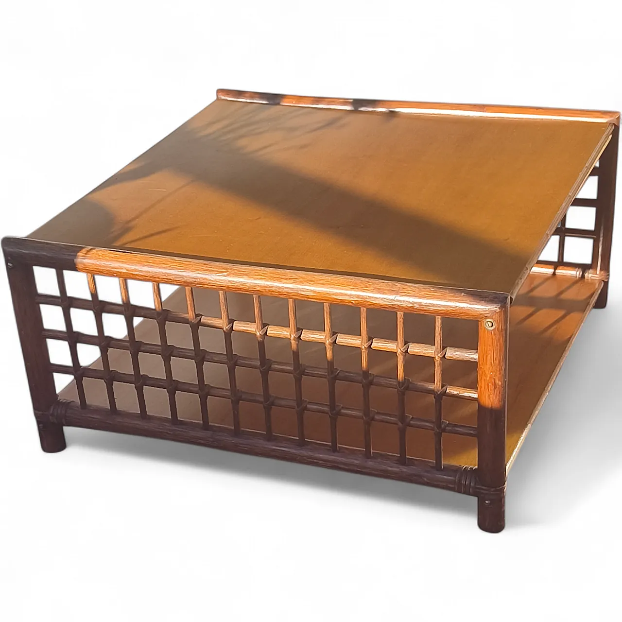 Square coffee table in bamboo lattice. Italy, 60s 4