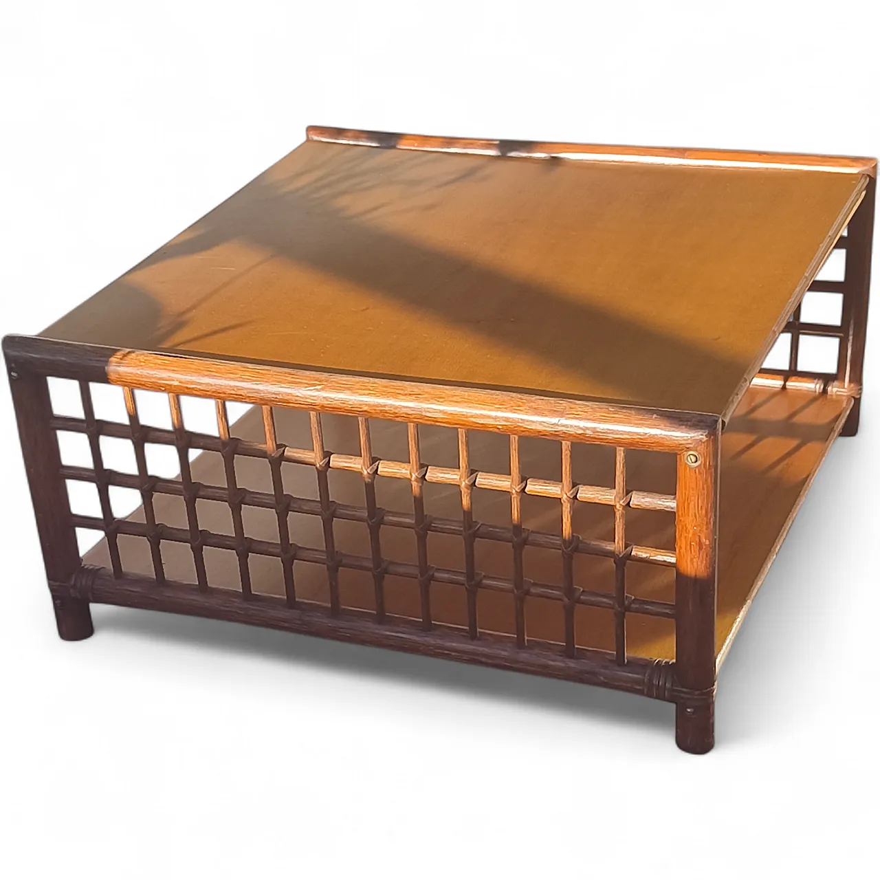 Square coffee table in bamboo lattice. Italy, 60s 5