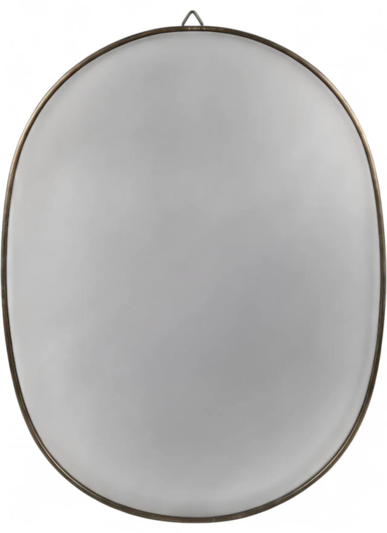 Specchio da parete ovale con cornice in ottone, anni '70 8