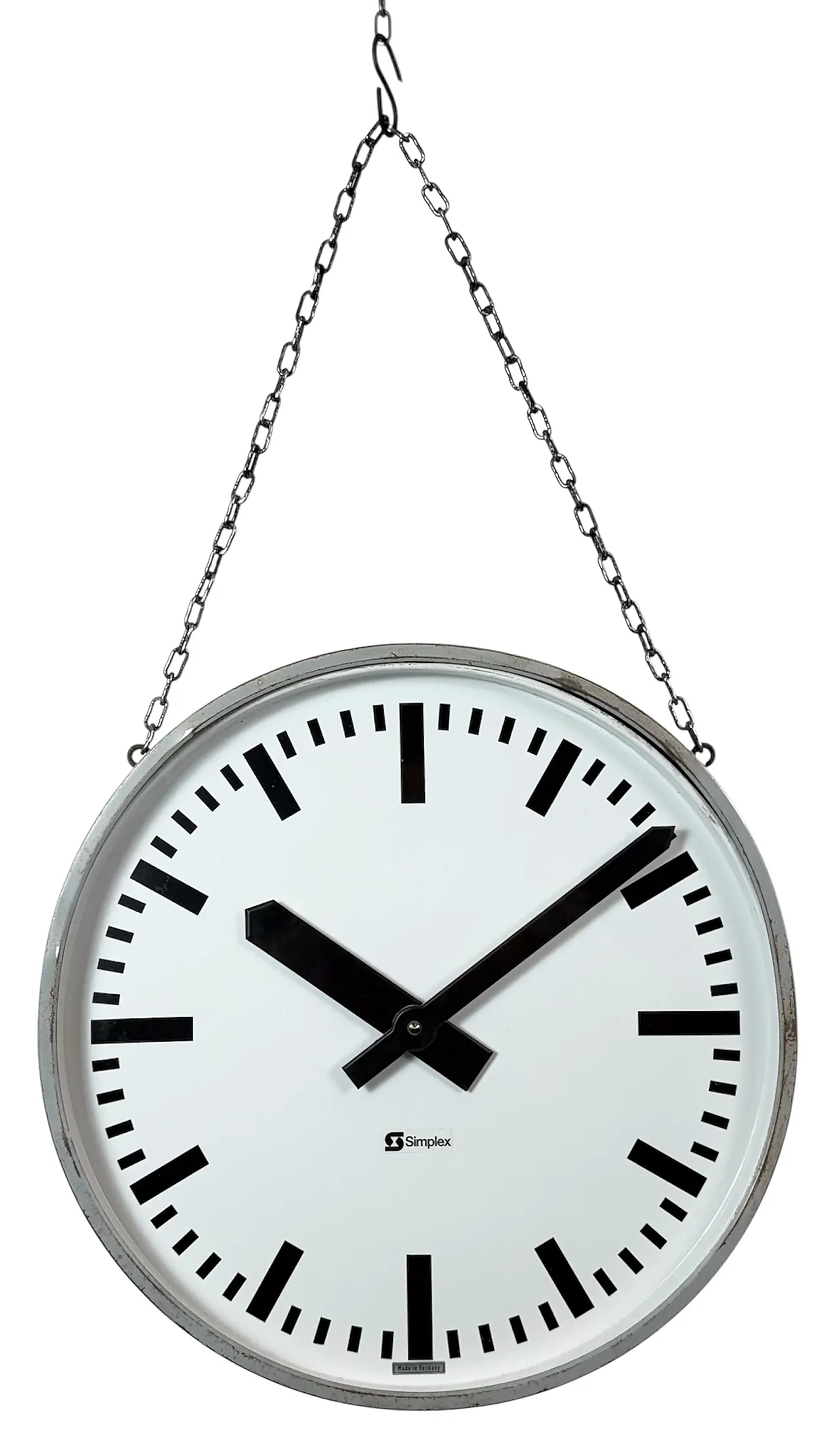 Industrial double sided railway or factory clock by Simlex, 1960s 1