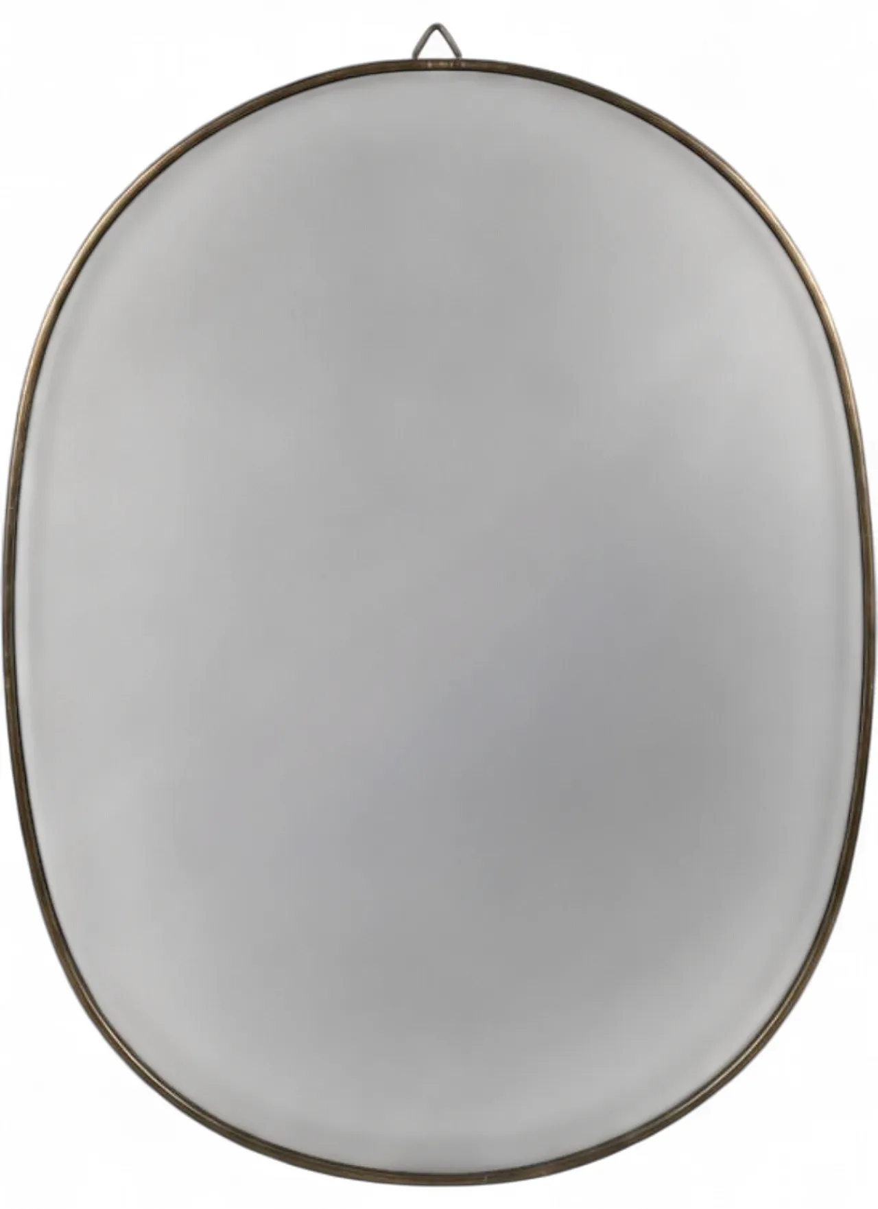 Specchio da parete ovale con cornice in ottone, anni '70 9