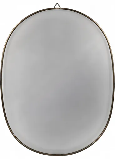 Oval Brass-Framed Wall Mirror, 70s