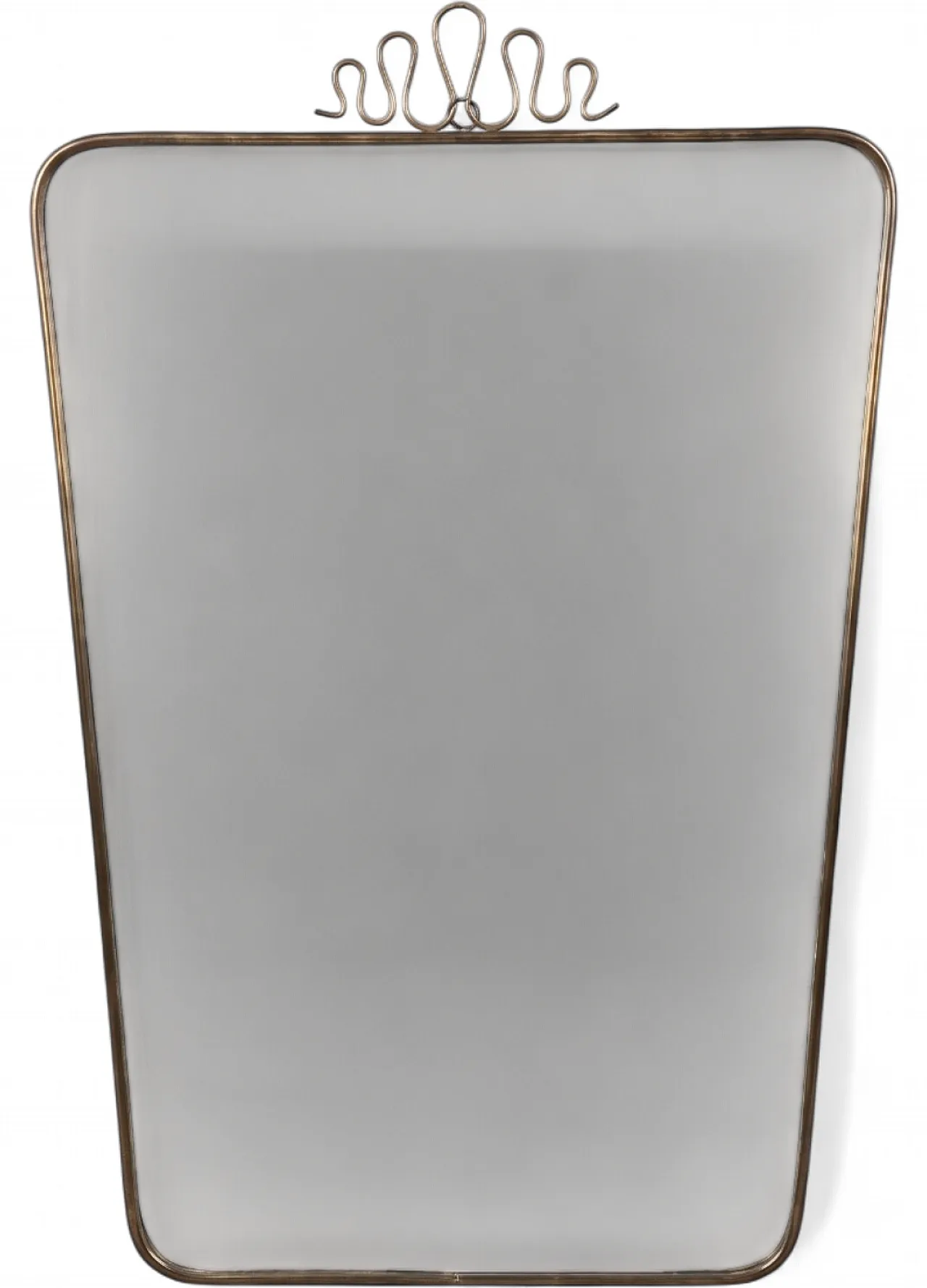 Specchio da parete in stile Gio Ponti con cornice in ottone, anni '40 8