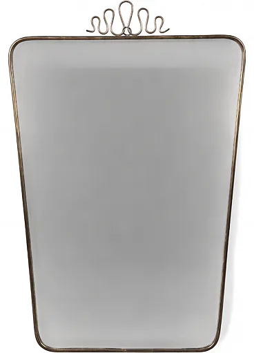 Gio Ponti style wall mirror with a brass frame, 1940s